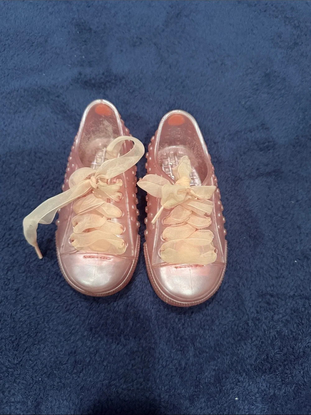 Mini Melissa Rose/pink  Jelly Sneakers with Sheer Ribbon Laces